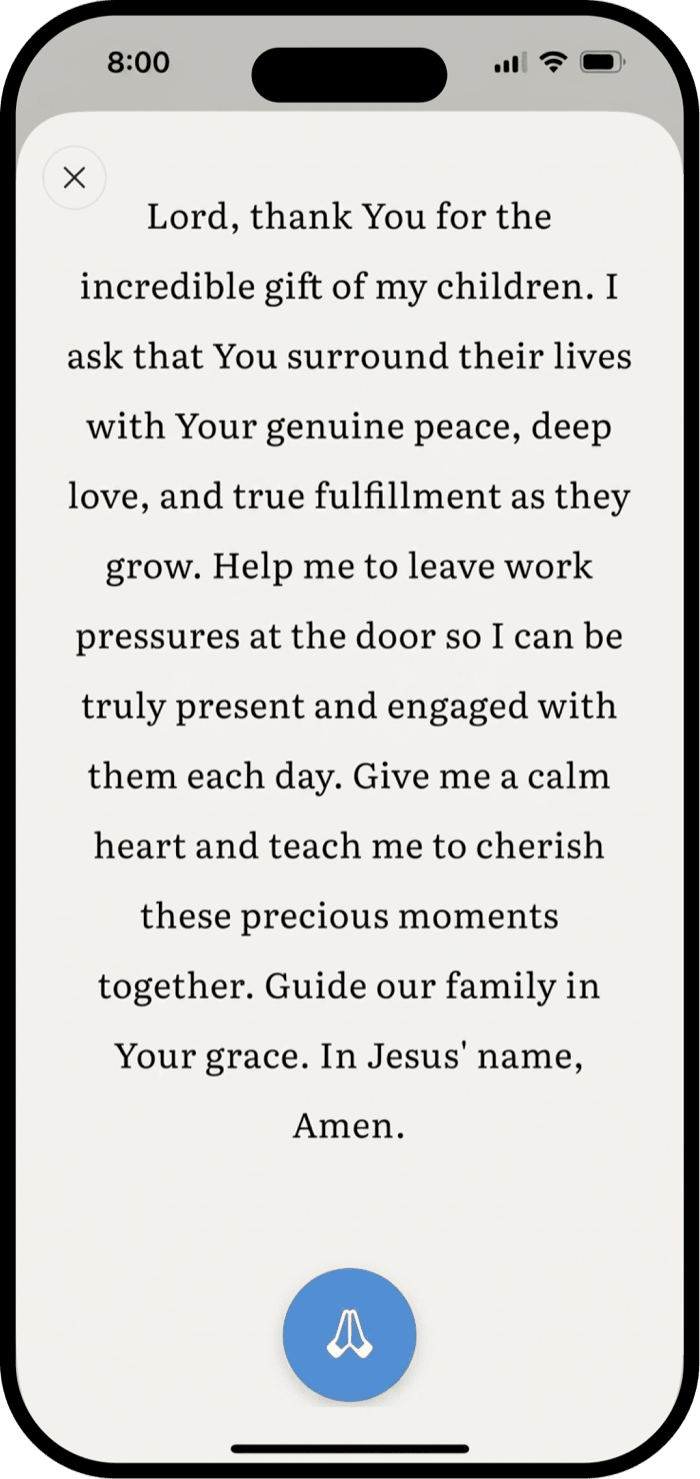 A personal prayer and journal screen in the Aspiro app