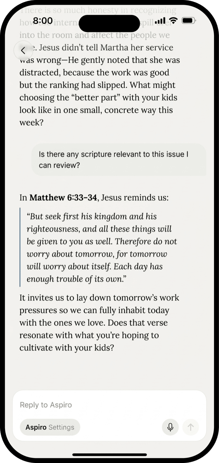 A daily illustrated scripture lesson in the Aspiro app